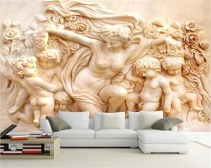 Wallpapers 3D-behang op een muur Custom PO Muurschildering HD Luxe Villa Europese Angel Cupido Relief Woonkamer Slaapkamer Zijde