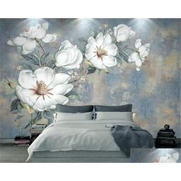 Wallpapers 3D Behang Vintage Olieverfschilderij Bloem Europese Stijl Abstract Woonkamer Slaapkamer Keuken Muurschildering Muur Ering Drop Delive Dhwvg