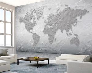 Wallpapers 3D Wallpaper Muren steentextuur wereldkaart eenvoudige 3D TV-achtergrondmuur HD Digital Printing vochtbestendig behang