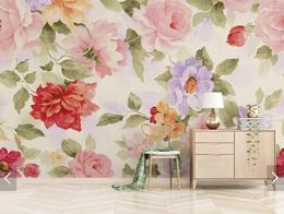 Fonds d'écran 3d Aquarelle Peony Flower Wallpaper Papel Adhesivo Decorativo Para Muebles Papier Peint Mural Rouleau Floral Wall Papers