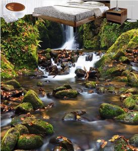 Fonds d'écran 3D Waterfall Stream River Stone Floor Tiles