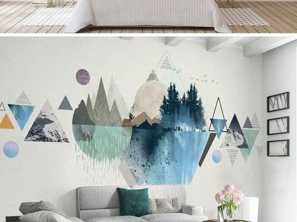 Fonds d'écran 3DCustom Grand Papier Peint Mural Abstrait Espace Urbain Stéréo Figures Géométriques Chambre TV Arrière Mur Décor Profond 5D En Relief