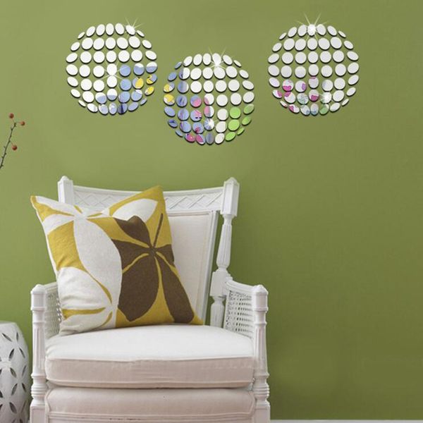 Fonds d'écran 3PCS / Set Round Round Mirror Mall Sticker 3D MOSAIC MIRMOR SUPPER MUR Stickers de bricolage Murmout décalages à la maison Ornements de décoration papier peint 230505