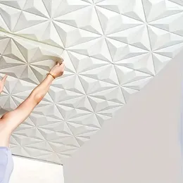 Wallpapers 4/12 stuks 35x35cm 3D zelfklevende plafonddecoratiestickers slaapkamer woonkamer renovatie muur geluiddicht behang