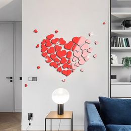 Wallpapers 4 kleuren Love Heart Acryl Mirror Sticker 3D Wallsticker Waterdichte zelfklevende DIY Wallpaper Home Slaapkamer Decoratie 230505