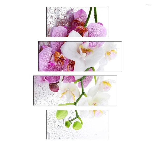 Fonds d'écran 4 PCS Moth Orchid Fleurs Toile Mur Art Peinture À L'huile Décoration de La Maison Pour Le Salon