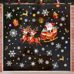 Fondos de pantalla 4 unids Santa Claus Fawn Copo de nieve Navidad Pegatinas de pared Vidrio electrostático Sala de estar Ventana Decoración del hogar