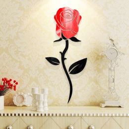Wallpapers 5 size romantische roos voor liefde 3d acryl decoratie muursticker diy kunst muur poster home decor slaapkamer badkamer wallstickers 230505