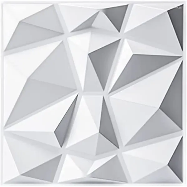 Fonds d'écran 5 pièces panneaux muraux décoratifs 3D en conception de diamant 30 cm x 30 cm MaWhite (paquet de 5/10) autocollants en mousse de décoration pour la maison bricolage