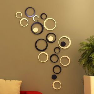 Wallpapers 5Sets 15 cm 3D Acryl Wall Stickers Diy Home Decoratie Cirkels Wandstickers Ronde Ring Wallsticker Multi-color Art Poster Mural 230505