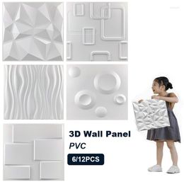 Papiers peints 6/12 pièces panneaux muraux 3D en conception de diamant MaWhite 30x30cm papier peint Mural carrelage-panneau-moule autocollant salle de bain cuisine