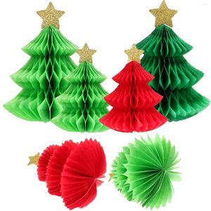 Wallpapers 6 pc's kerstboomdecoratie decoraties honingraat ornamenten feesttafel decors bal xmas papieren middelpunt centerpieces