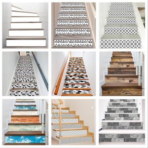 Fondos de pantalla 6 PCS13PCS Patrón blanco Arte Escaleras Cubierta Pegatinas Peel Stick Vinilo Escalera Mural Escalera Riser Piso Etiqueta de la pared Calcomanía Inicio 230403