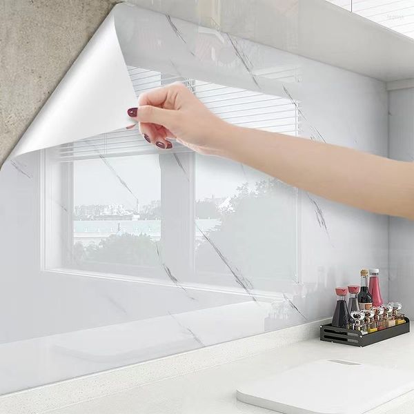 Fonds d'écran 6m feuille marbre papier peint PET autocollants imperméables auto-adhésifs pour meubles de salle de bain cuisine papier de contact amovible résistant à l'huile