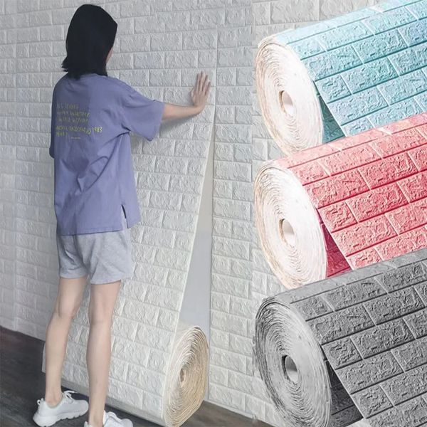 Fondos de pantalla 70cm1m 3D Patrón de ladrillo Etiqueta de la pared Panel autoadhesivo Impermeable Sala de estar Papel tapiz Decoración del hogar 231017