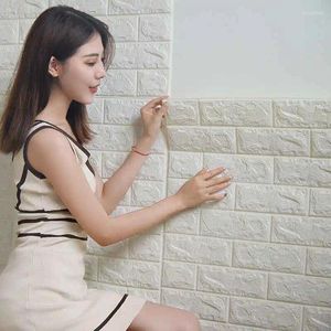 Fonds d'écran 70x100 cm Décoration de la maison moderne 3D Papier peint auto-adhésif PVC pour chambre à coucher Motif de brique en mousse Panneaux muraux de couleur unie