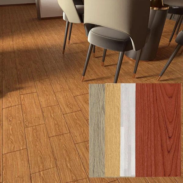 Fondos de pantalla 8 unids PVC Autoadhesivo Azulejos de piso 3D Pegatinas de pared Imitación Grano de madera para sala de estar Dormitorio Impermeable Antideslizante