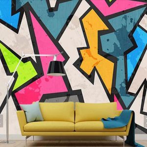 Fonds d'écran Géométrie abstraite Graffiti Po Papier peint Grand papier peint mural Décorations Salon Chambre Rouleau pour murs 3 D