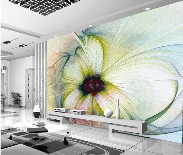 Fonds d'écran abstrait fleur multicolore murale 3D peintures murales papier peint pour salon décoration de la maison