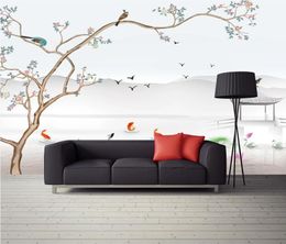 Wallpapers ainyoousem Chinese stijl tak plum vlinder achtergrond muur papier peint papel de parede behang 3D stickers