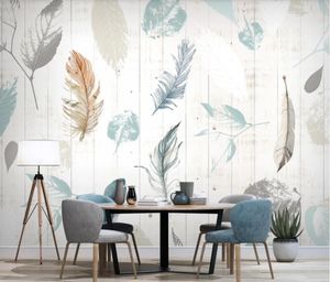 Wallpapers ainyoousem moderne plant blad veer achtergrond muur papier peint papel de parede behang 3D -stickers