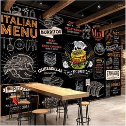 Fondos de pantalla Estilo americano y europeo Hamburguesa Pizza italiana Restaurante de comida rápida occidental Fondo de pantalla Mural Snack Bar Papel de pared 3D