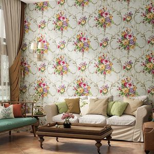 Fondos de pantalla American Big Floral 3D Wallpaper Home Improvement PVC Vinly Flower Wall Paper Roll Sala de estar Dormitorio Wallcovering Papier Peint