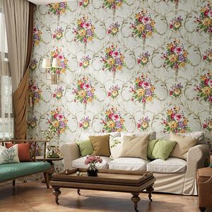 Wallpapers American Big Floral 3D Wallpaper Home Improvement PVC Vinly Bloem Wall Paper Roll woonkamer Slaapkamer Wallcovering Papier Peint