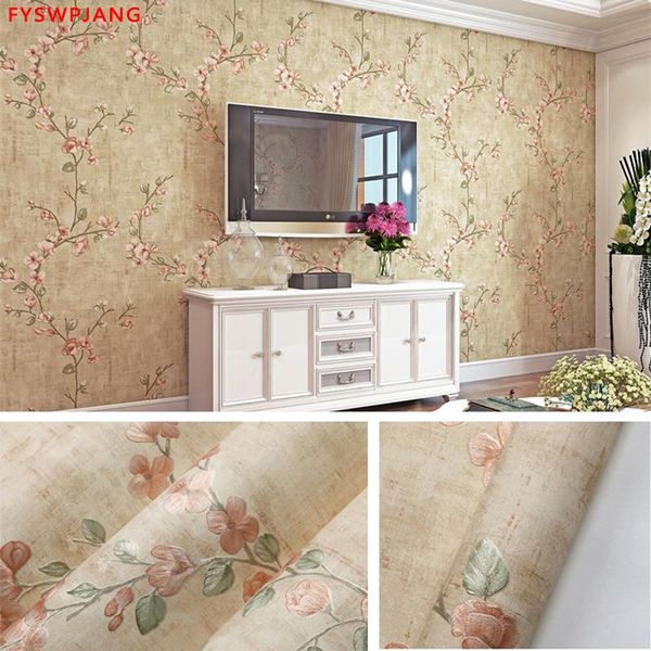 Fonds d'écran Pays d'Amérique Pastorale Non-tissé Papier Peint Petit Floral Européen Style Nostalgique Chambre Salon Décoration Stickers Muraux