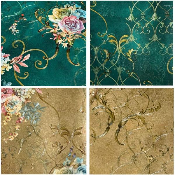 Fonds d'écran Américain Rustique Vintage Fleur Papier Peint Rétro Floral Rouleau Chambre Salon Décor Peintures Murales Papier Peint 3d AB Version