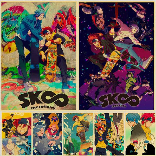 Fondos de pantalla Anime SK8 the Infinity Poster Decoración de la habitación del hogar Pegatinas de pared Vintage Kraft Paper Posters Cartoon Art Painting J230224