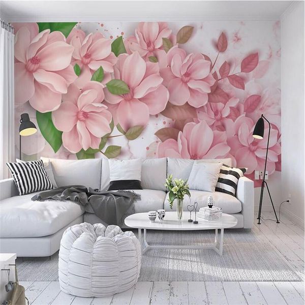 Fondos de pantalla Bebé Papel pintado Flor Decoración de la pared Escritorio libre Viento nórdico Mármol Patrón Floral Personalizado Po