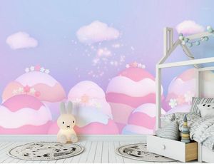 Fonds d'écran Bacal 8d Cartoon Modern Princess Style PO Sticker mural pour pièce TV Fond de fond de fond peint mural 3d Pink Paper Decor