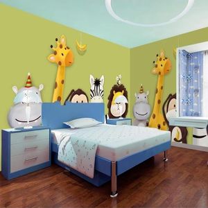 Fonds d'écran Bacal personnalisé 3D papier peint Mural chambre d'enfant chambre dessin animé thème animaux peint fond décoration murale