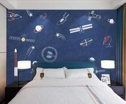 Wallpapers bacal aangepaste 3D wallpaper muurschildering moderne minimalistische hand getrokken cartoon ruimteschip achtergrond muur decoratie schilderen