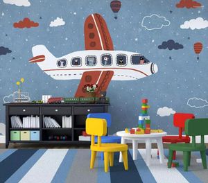 Fonds d'écran Bacal Personnalisé 3D Papier Peint Peint À La Main Garçon Chambre D'enfant Chambre Américain Dessin Animé Avion Fond Décoration Murale