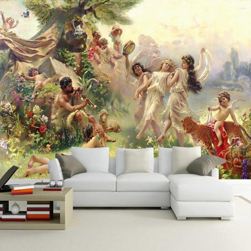 壁紙バカルカスタム3D壁紙壁画ヨーロッパスタイルの人々オイルペインティングリビングルームの壁の装飾キャンバスホーム写真