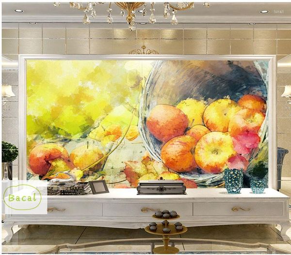 Fonds d'écran Bacal personnalisé moderne 3D Mural Po papier peint peinture à l'huile Fruits mur Art abstrait papier chambre décor