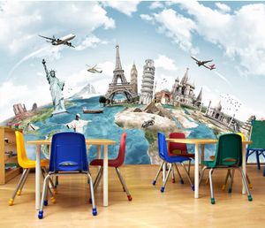 Fondos de pantalla Bacal Custom Wallpaper Home Decor Mural Tours Around Blue The World Travel Telón de fondo Sala de estar Dormitorio 3D