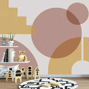 Fonds d'écran Bacal Moderne PinkOrange Forme Abstraite Géométrie 3d Papier Peint Mural Pour Fond Enfants Chambre Mur Feuille Autocollant Décor