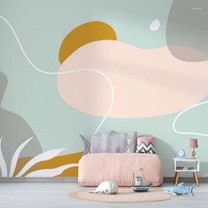 Wallpapers bacal moderne roze blauwe lijn tekening 3d wallpaper muurschildering voor woonkamer abstracte achtergrond afneembaar muurpapier huisdecoratie
