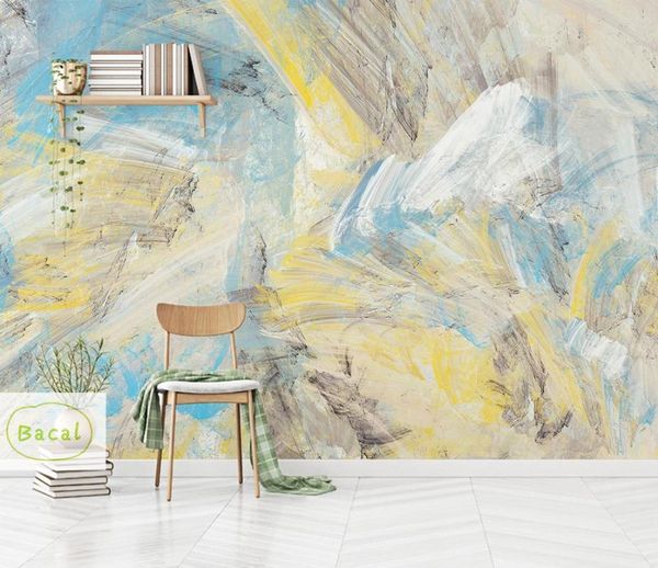 Fonds d'écran Bacal Panneau Abstrait Bleu Murales 3D Po Papier Peint Main Peinture À L'huile Maison Mur Décor Moderne Murale Toile Papel De Pared