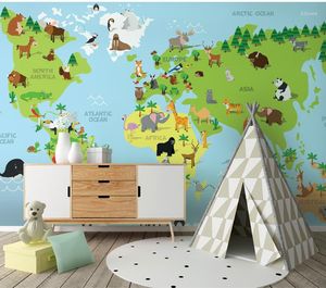 Wallpapers bacaz 3d po cartoon muurschildering wallpaper voor kinderkamer kleuterschool wallpapier sticker decor