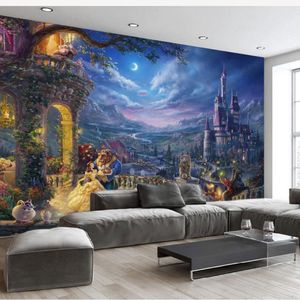 Fondos de pantalla Bacaz Vintage Dream Princess Castle Pegatinas de pared para niños Habitación de bebé Telón de fondo Papel tapiz Murales Paredes Papel 3D