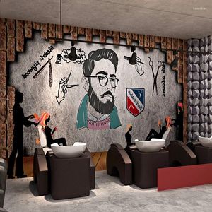 Wallpapers Barber Shop 3d nostalgisch behang kappers achtergrond muurdecoratie mode grote muurschildering