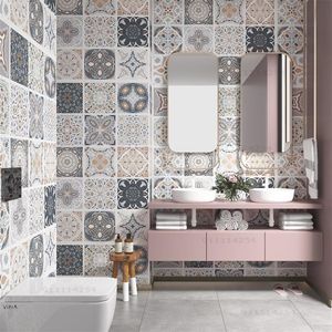 Fonds d'écran salle de bain ménage cuisine étanche à l'huile papier peint auto-adhésif sol Imitation carrelage papier décoration chambre