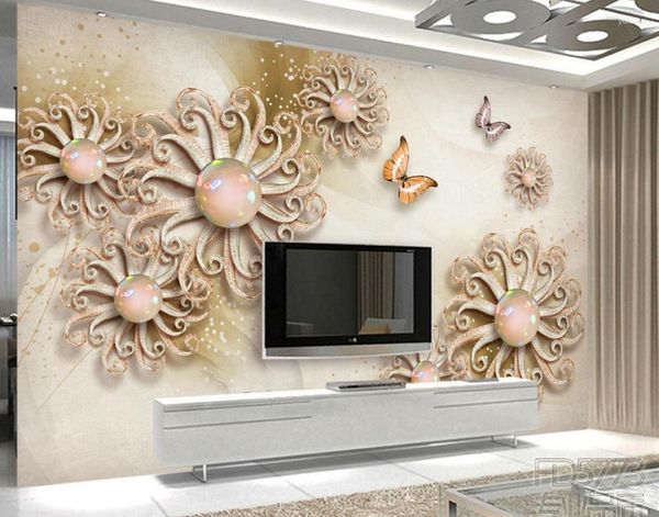 Fonds d'écran Beau luxe stéréoscopique 3D papier peint pour salon chambres canapé TV fond Po papier peint