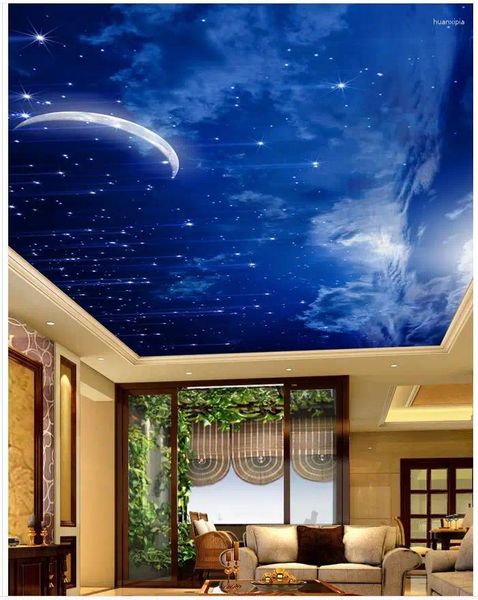Fonds d'écran Belle Lune Nuit Ciel Plafond Paysage Papier Peint Peintures Murales Plafonds 3d Peintures Murales