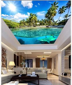 Wallpapers Prachtige onderwaterwereld Blauwe lucht Plafond Aangepaste 3D muurschildering Behang Plafonds Schilderijen