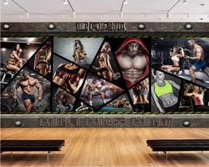 Fonds d'écran Beibehang personnalisé mode 3D papier peint rétro industriel plaque de vent gymnase sport beauté Muscle homme fond papiers peints décor à la maison